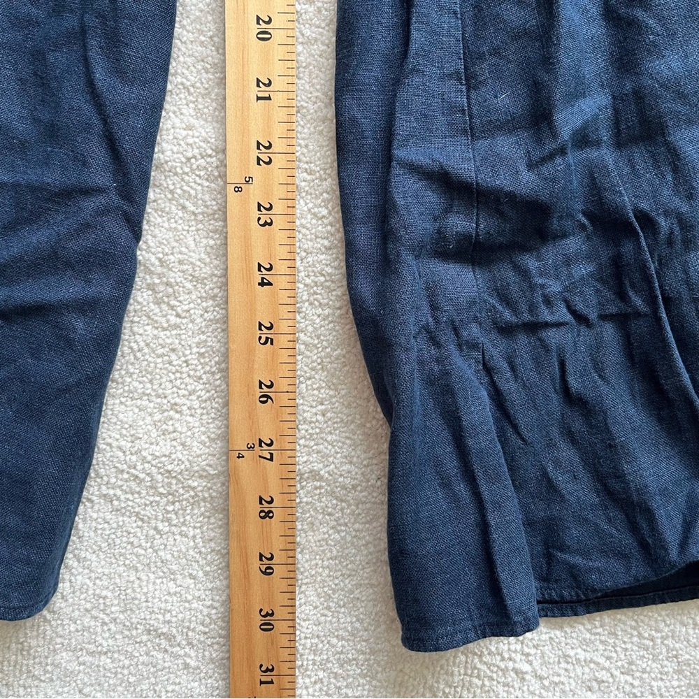 VISIBLE ART 100% LINEN NAVY WIDE LEG ELASTIC WAIST PANT SIZE XL MINIMALIST - Picture 8 of 9